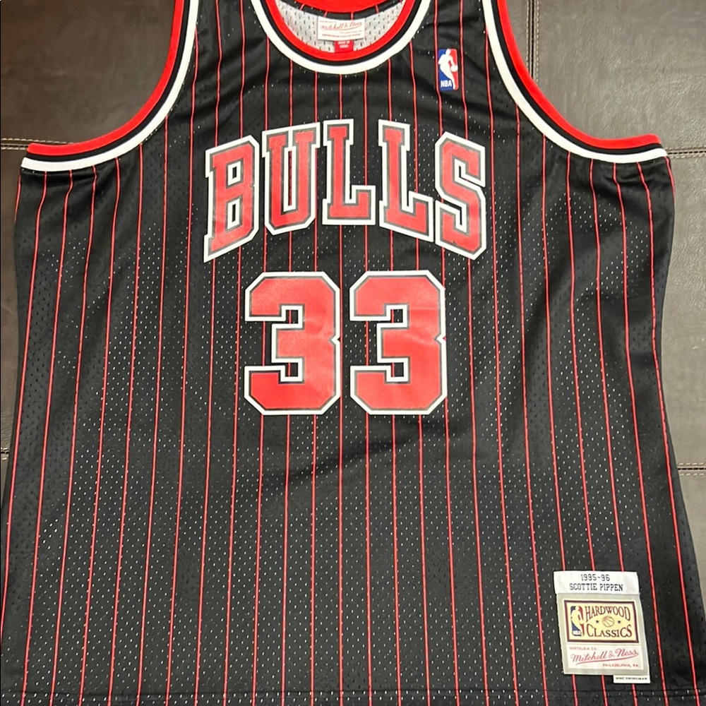 Mitchell & Ness Black and Red Bulls Jersey